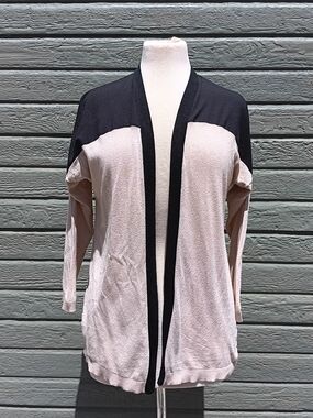 The Limited Two-Tone Beige and Black Open-Front Cardigan